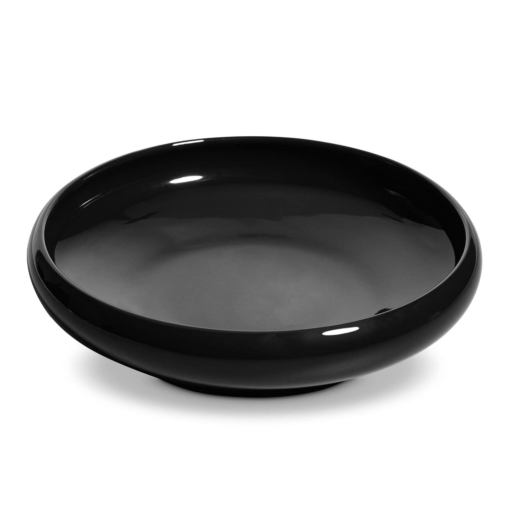 ComSaf Ceramic Cat Feeding Bowl, Wide Shallow Cat Food Water Dish, Whisker Friendly Design, Non Spill Pet Bowl, 300ML, Pack of 1 Black - PawsPlanet Australia