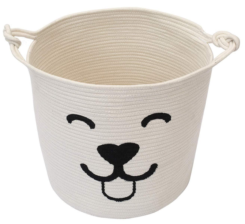 Durable rope dog toy basket, dog storage box, laundry basket blanket storage bin - Perfect for organizing pet toys, blankets, leashes - Beige - PawsPlanet Australia