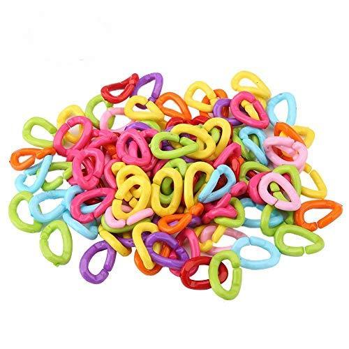 Zerodis 100 Pieces Multi-colored Rings Hooks C-Clip Plastic Mesh Plastic Stroller Chain for Baby Toy Bird Parrot - PawsPlanet Australia