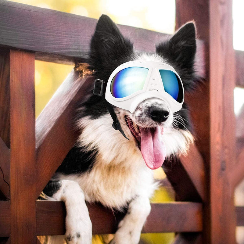 PETLESO Dog Goggles for Large Dog Pet Sunglasses Cool Adjustable Eye Protection Goggles- White - PawsPlanet Australia