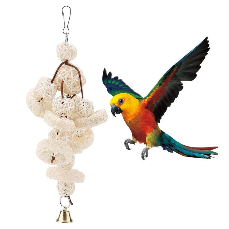 Parrot Bird Toy, Natural Loofah Cuttlebone Chew Toy Pet Hanging Standing Swing Toy for Small Parakeet Cockatiel Conures Finch Budgie Macaw Parrot - PawsPlanet Australia