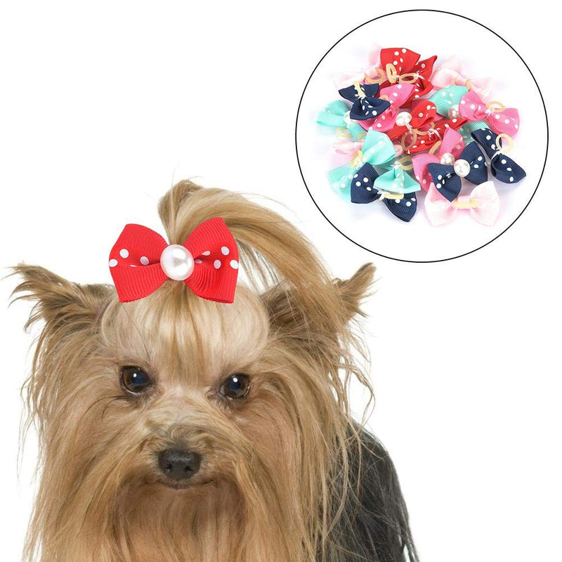 Zerodis 20Pcs Dog Barrettes Bowknot Elastic Hair Clips for Dog and Cat Bow Tie Flower Bowknot Hairpin Pet Grooming - PawsPlanet Australia