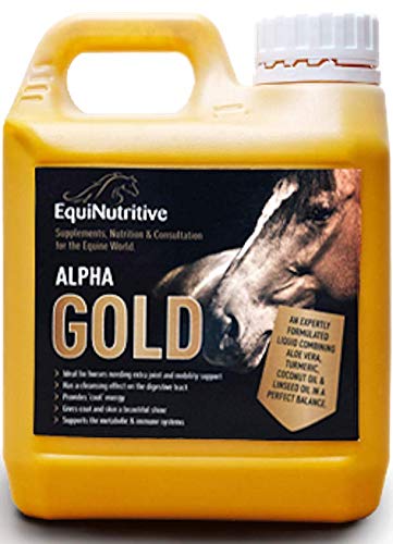 Alpha Gold Equinutritive Joint Supplement for Horses (1L) - 100% Natural Equine Hip & Joint Support Supplement (Liquid Turmeric, Aloe Vera, Linseed Oil, Coconut Oil) 1 l (Pack of 1) - PawsPlanet Australia