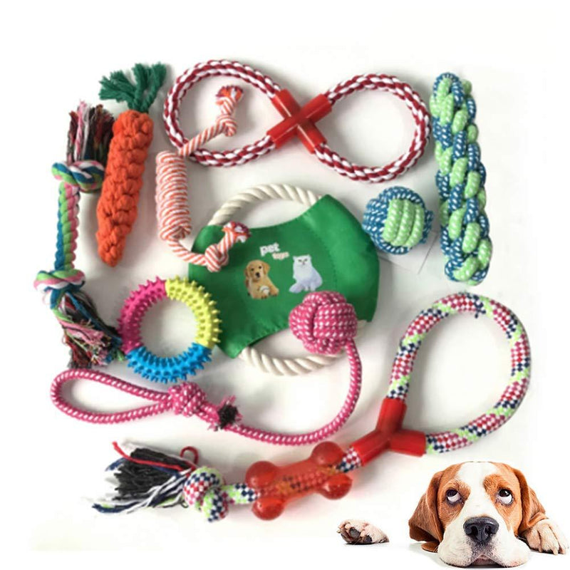 Dog Rope Toy, Dog Chew Toys, Puppy Molar Toy, Dogs Pet Braided Durable Interactive Cotton Toys, Durable Non-toxic, Teeth Cleaning for Small and Medium Dogs (10 PCS) 10 PCS - PawsPlanet Australia