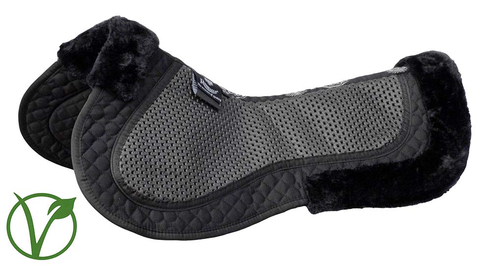 Rhinegold Faux Fur Non-Slip Gel Half Pad Cob Black - PawsPlanet Australia