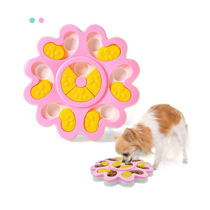 Kismaple Cat Dog Feeder Treat Puzzle Toy Dog Activity Interactive Fun Game IQ Training Toy Food Dispensing Puzzle Slow Feeder Plate/Non-Slip (Pink) Pink - PawsPlanet Australia