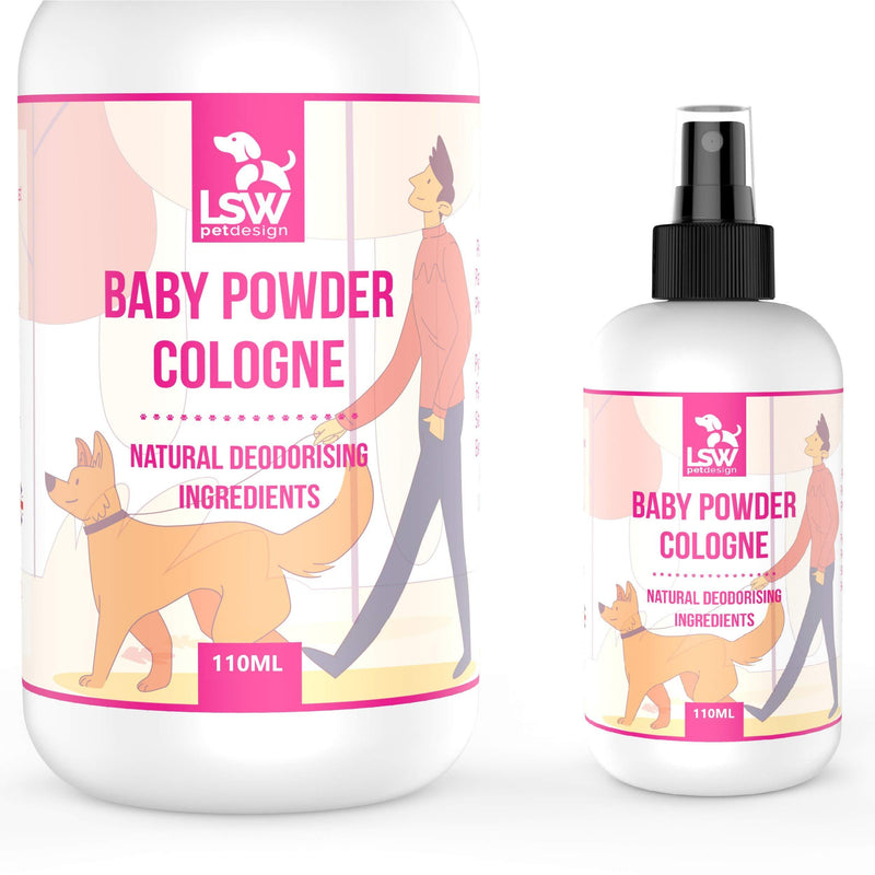 LSW Pet Design Deodorizing Pet Cologne Spray - Baby Powder Fragrance - Pet Perfume with Vitamins - Odor Control & Neutralizing Deodorant Spray for Dogs - Replenishes Skin & Coat - Made In UK - 110ml Baby Powder Fragrance 110ml - PawsPlanet Australia