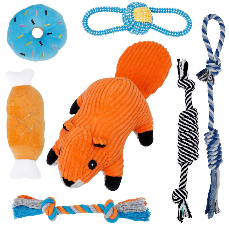 Toozey Dog Toys Puppy Toys Squirrel- 7 Pcs Dog Toys for Boredom - Indestructible Dog Toys - Dog Toys for Small Dogs - Puppy Chew Toys&Squeaky Dog Toy Set Interactive - Natural Cotton&Non-toxic… - PawsPlanet Australia