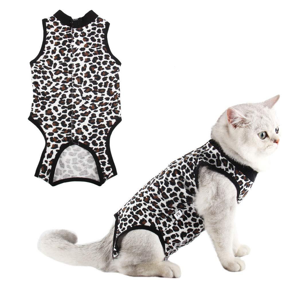 Due Felice Cat Professional Surgical Recovery Suit for Abdominal Wounds Skin Diseases, After Surgery Wear, E-Collar Alternative for Cats Dogs, Home Indoor Pets ClothingLeopard Print/S S Leopard Print - PawsPlanet Australia