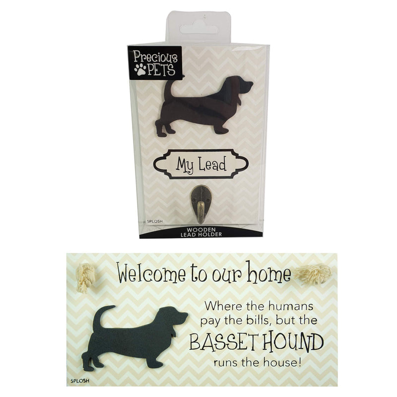 PRECIOUS PETS DOG PLAQUE AND DOG LEAD HOOK PACK, BASSET HOUND, FUNNY SIGNS, DOG MUM GIFTS, DOG ACCESSORIES, HOUSE STUFF. - PawsPlanet Australia