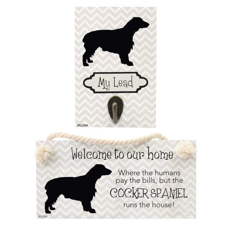 Splosh Precious Pet Dog Plaque and Dog Lead Hook Pack, Cocker Spaniel. The funny signs are a personalised mini addition to any dog lovers home, and a welcomed accessory for all dogs. - PawsPlanet Australia