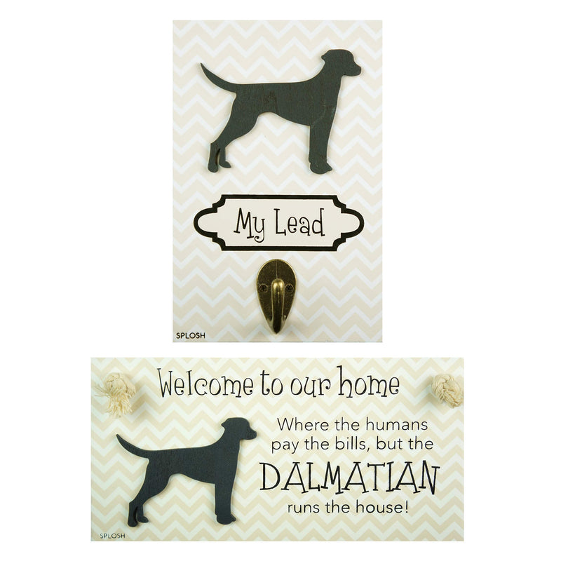 Splosh Precious Pet Dog Plaque and Dog Lead Hook Pack, Dalmatian. The funny signs are a personalised mini addition to any dog lovers home, and a welcomed accessory for all dogs. - PawsPlanet Australia