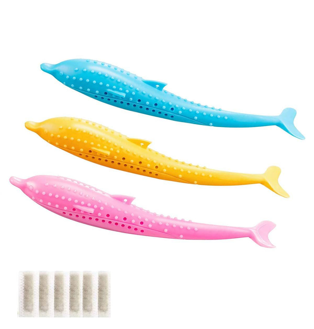 Vibury Cat Toothbrush Fish with Catnip, 3 PCS Cat Toothbrush Toy, Silicone Fish Toys Pet Molar Stick Cat Teeth Cleaning Brush, Interactive Chew Toy for Kitten Kitty Cats - PawsPlanet Australia