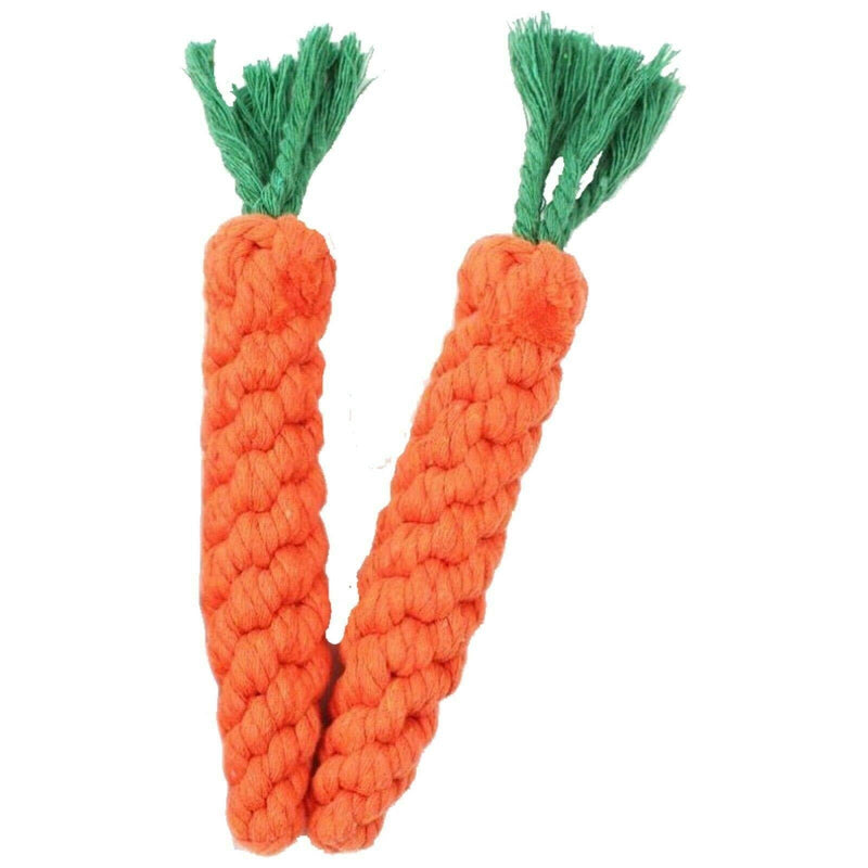 YUET 2pcs Pet Dog Chew Toys Braided Rope Cotton Durable Carrot Hamster For Small Medium Puppy Dogs Teeth Dental Cleaning - PawsPlanet Australia