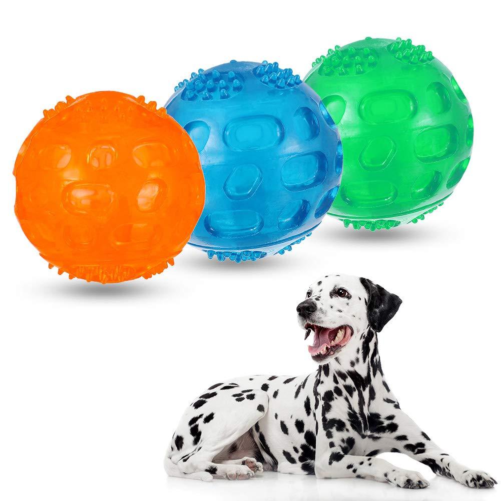 falllea 3 Pcs Dog Ball, Pet Chew Toys Balls, Squeaky Dog Ball Waterproof Dog Toys for Pets Training Swimming Playing Running - PawsPlanet Australia