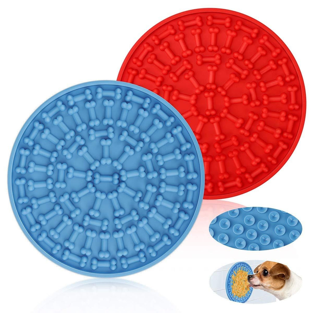 CestMall Dog Lick Pad, 2 Pack Dog Bath Lick Mat Pad Dogs Bath Buddy Round Silicone Bone Pad with Suction, Pet Slow Feeder Dog Washing Distraction Device for Easy and Fun Shower Pet Bathing Grooming - PawsPlanet Australia