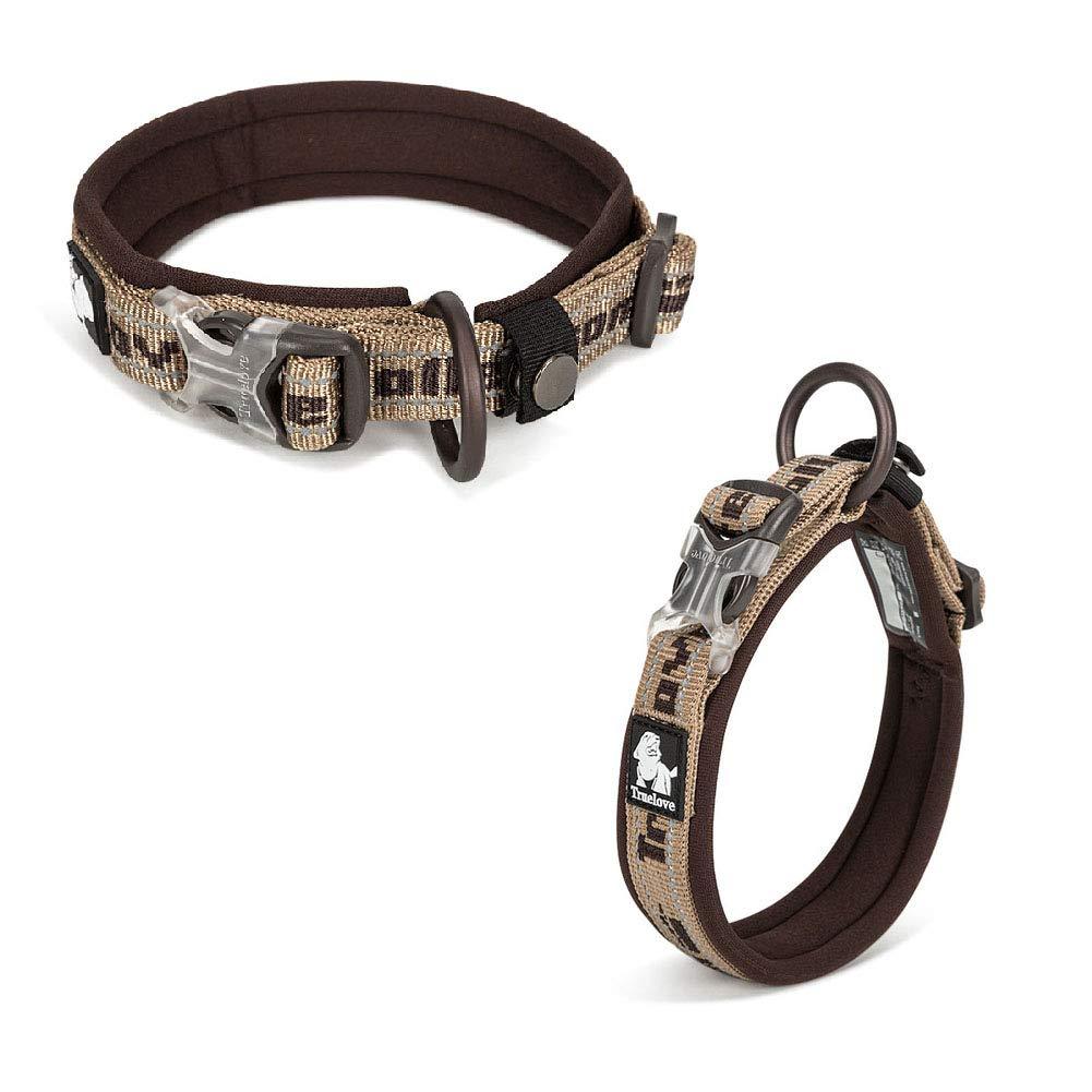 Kismaple Reflective Neoprene Padded Dog Collar Adjustable Nylon Outdoor Adventure Small Dog Collar Cosy Soft Lightweight Training puppy Collars Quick Release Buckle (XS: 30-35cm, Brown) XS (Neck 30-35cm/11.8-13.8in) - PawsPlanet Australia