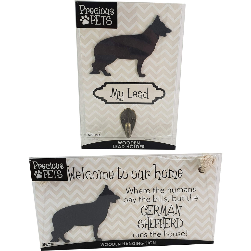 Splosh Precious Pet Dog Plaque and Dog Lead Hook Pack, German Shepard. The funny signs are a personalised mini addition to any dog lovers home, and a welcomed accessory for all dogs. - PawsPlanet Australia