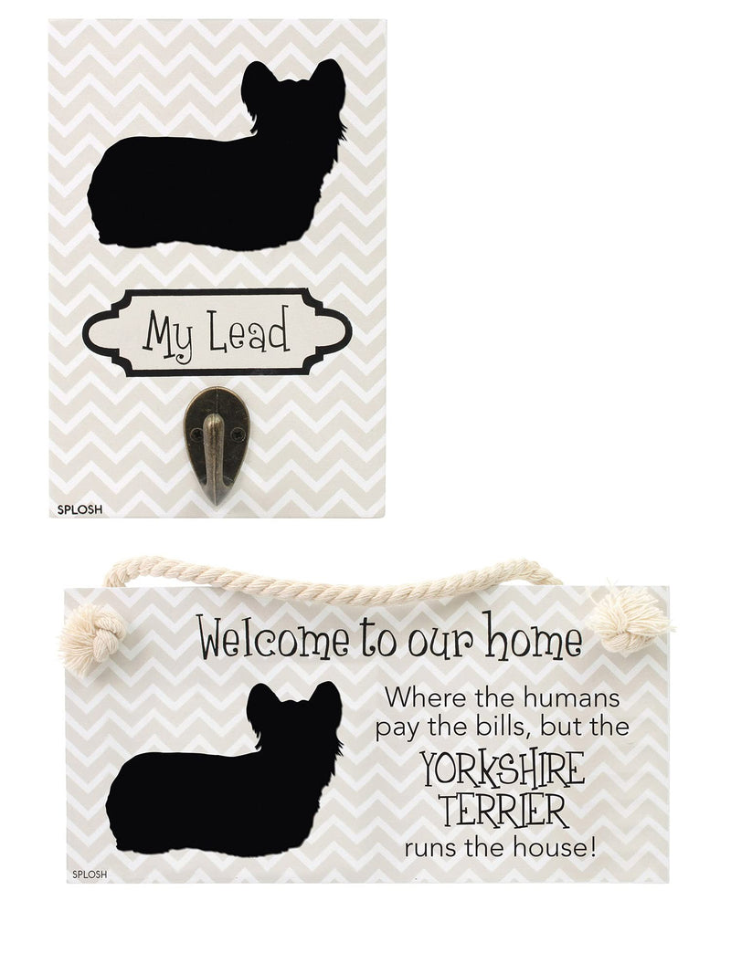 Splosh Precious Pet Dog Plaque and Dog Lead Hook Pack, Yorkshire Terrier. The funny signs are a personalised mini addition to any dog lovers home, and a welcomed accessory for all dogs. - PawsPlanet Australia