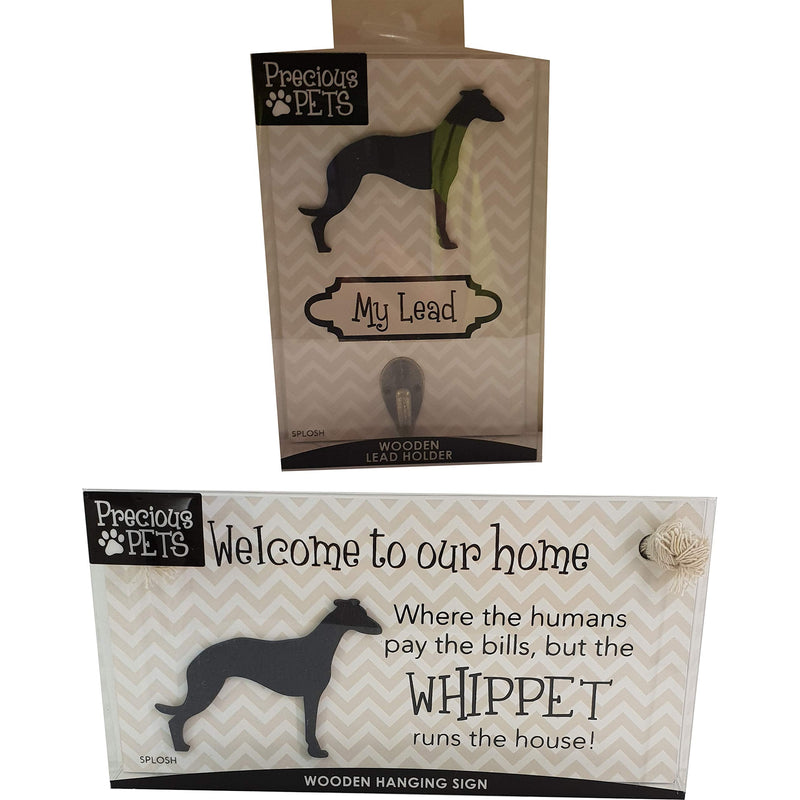 Splosh Precious Pet Dog Plaque and Dog Lead Hook Pack, Whippet. The funny signs are a personalised mini addition to any dog lovers home, and a welcomed accessory for all dogs. - PawsPlanet Australia