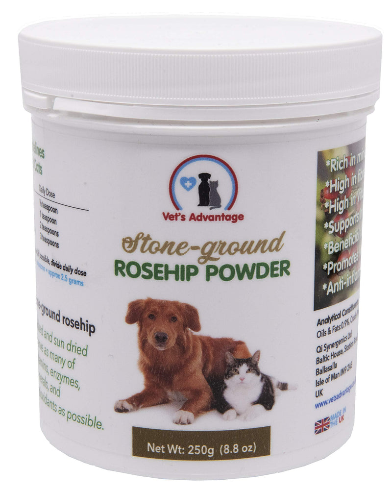 Vet's Advantage 100% Pure Stone-ground Rosehip Powder for Dogs and Cats - Multivitamin and Mineral Super-food for Optimal Wellbeing Plus Joint Support - PawsPlanet Australia