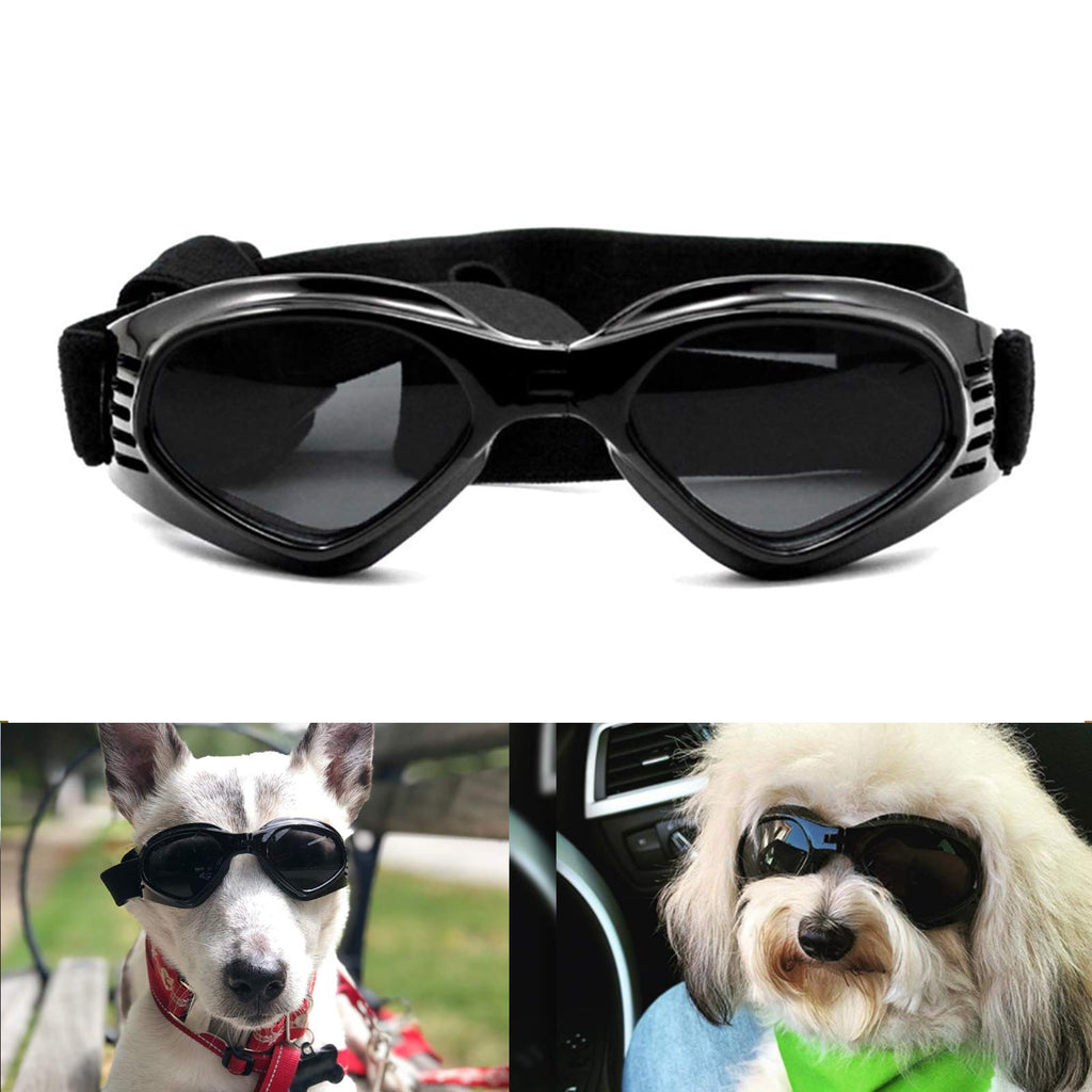 PETLESO Dog Goggles Stylish Pet Sunglasses Anti-Fog Waterproof Windproof Dog Sunglasses Eye Protection Anti-UV Goggles for Small/Medium Dogs - Black - PawsPlanet Australia