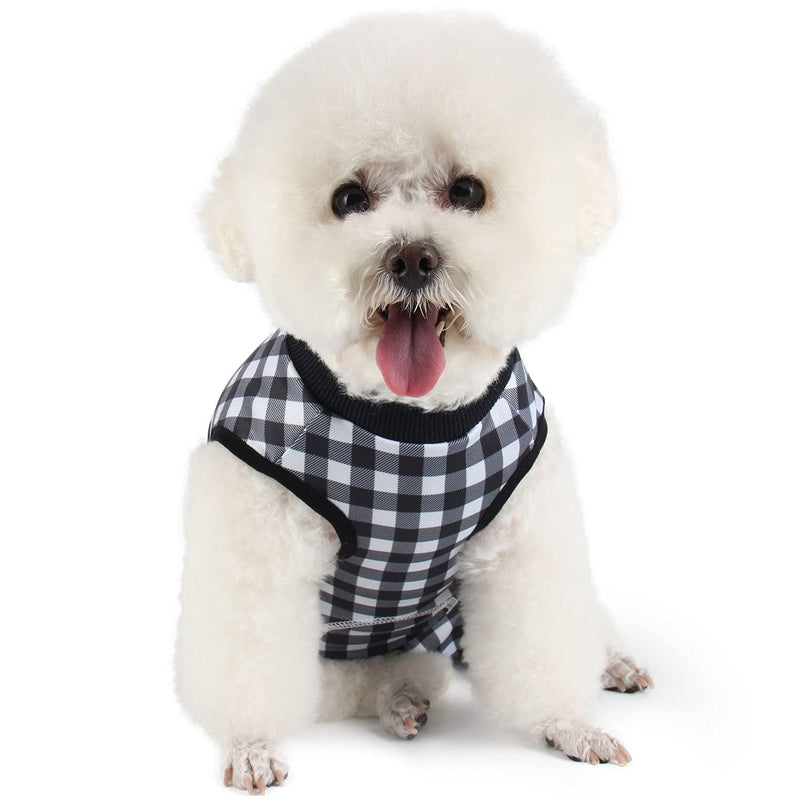 Due Felice Dog Surgical Onesie Recovery Suit for Female Male Small Medium Dog After Surgery Bodysuits Pet Cone E-Collar Alternative Black Plaid/X-Small X-Small - PawsPlanet Australia