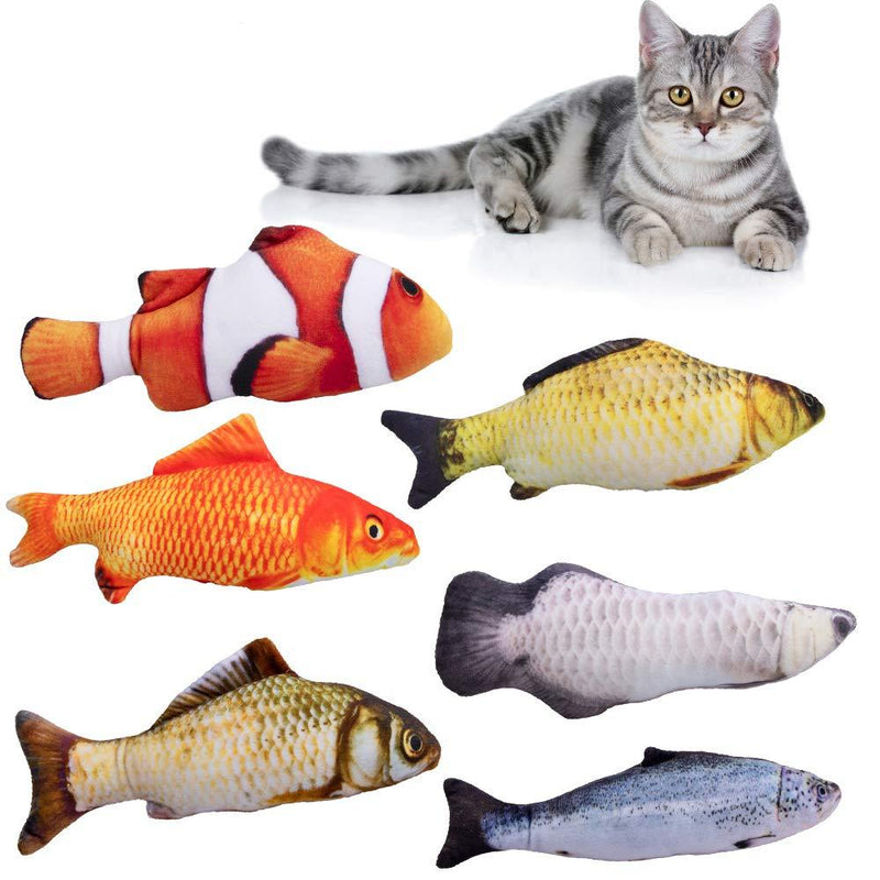 AISHNA Catnip Fish Toys, 6 Pack Catnip Stuffed Toys, Fish Cat Toy Perfect for Biting, Chewing and Kicking, Entertain cat at home - PawsPlanet Australia