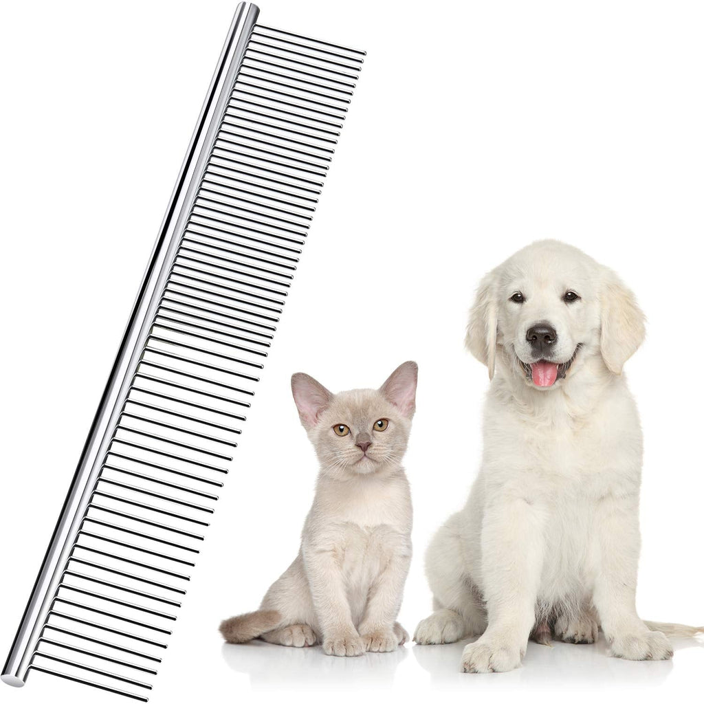 Boao Stainless Steel Pet Comb Pet Grooming Comb Rounded Teeth Dog Comb for Large, Medium and Small Dogs and Cats with Tangled Short/Long Hair (19 x 3 cm) 19 x 3 cm - PawsPlanet Australia