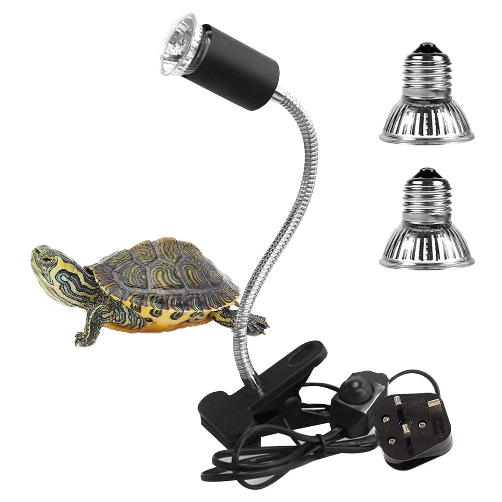 LEDGLE UVA/UVB Tortoise Heat Lamp, 25W+50W Clamp-on Reptile Heat Bulb, 360° Adjustable Aquarium Heating Light, E27 Clamp-on Pet Heating Emitter for Reptiles/Amphibians/Lizards/Turtle/Snakes 3 Count (Pack of 1) - PawsPlanet Australia