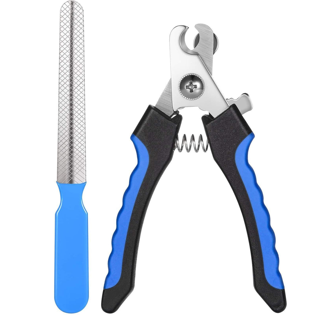 Pet Nail Clipper Animal Claws Scissor Cut Set Kit Stay Peaked Pet Nail Clippers Dog Nail Clippers Stainless Steel Claw Cutters for Dogs Cats Birds (Blue and Black, Straight Handle) - PawsPlanet Australia