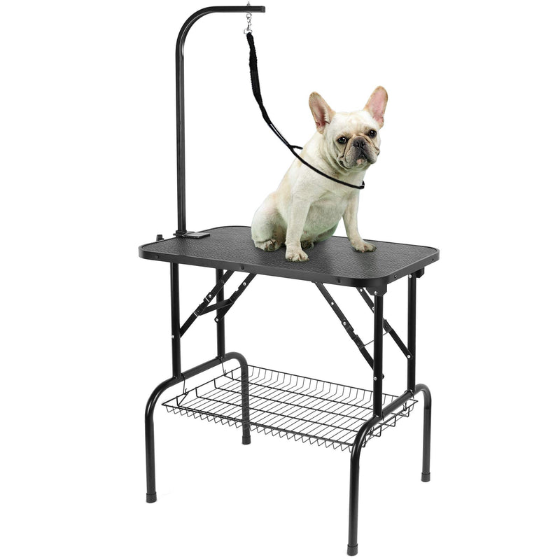 GRANDMA SHARK Foldable Pet Grooming Table (32"), With adjustable fixed arm and mesh storage basket, Can withstand a weight of 100kg (Single Tether) Single Tether - PawsPlanet Australia