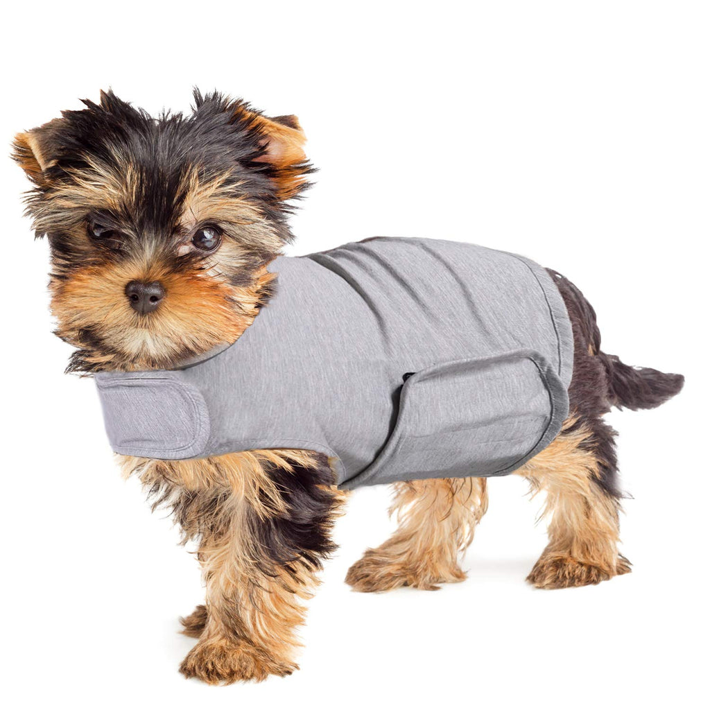 YUKOOL Anxiety Coat for Dogs, Lightweight Wrap Calming Vest, Dog Anxiety Jacket, Used to Instant Therapy for Over Excitement in Lightning and Fireworks to Keep Calming Comfort(XS,Grey) XS Grey - PawsPlanet Australia