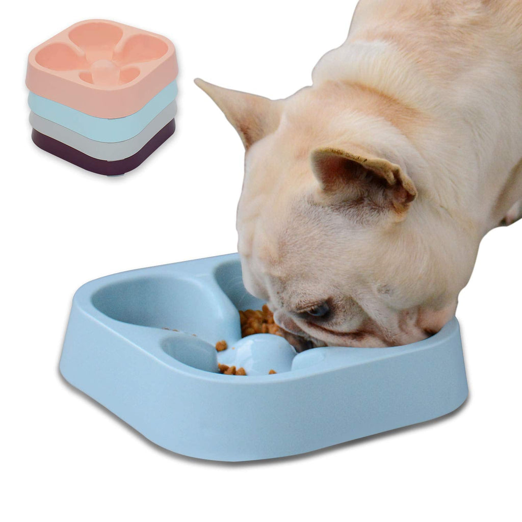 Hifrenchies Healthy Slow Feeding Dog Bowl for French Bulldog -Slow Feeder Dog Bowl Fun Feeder No Chocking Dog Cat Food Water Bowl with Striped or Four-Leaf Clover Pattern (Four-Leaf Clover Bowl Blue) Four-Leaf Clover Bowl Blue - PawsPlanet Australia