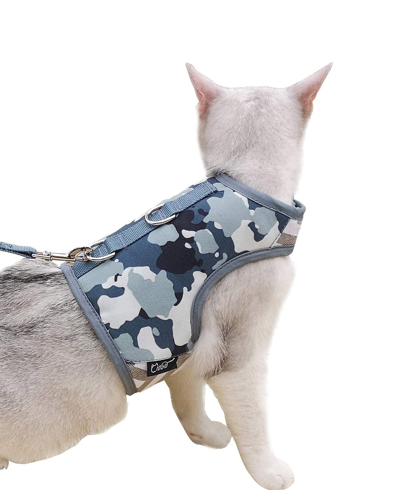 Yizhi Miaow Escape Proof Kitten Harness with Leash X-Small, Adjustable Kitten Walking Jackets, Padded Kitten Vest Grey Camo - PawsPlanet Australia