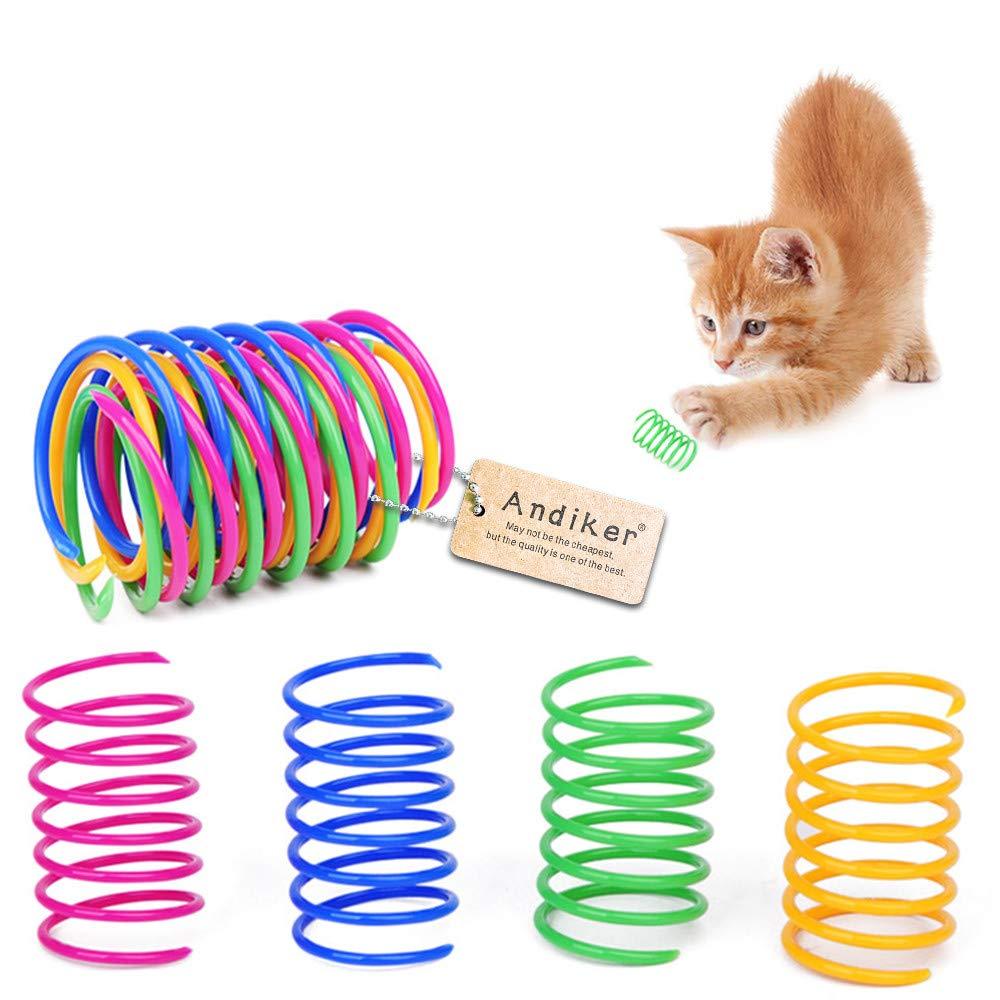 Andiker Cat Spring 12pcs, Cat Interactive Toy to Kill Time and Keep Fit Colorful Creative Toy Durable Soft Cat Activity Toy for Swatting, Biting, Hunting Kitten Toys multicolor - PawsPlanet Australia