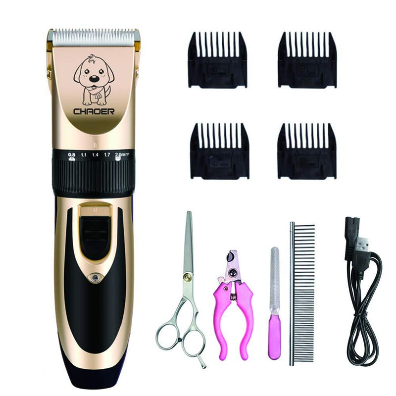 Wodondog Dog Clippers, Rechargeable Low Noise Cordless Pet Clippers, With 4 Guide Combs and Cleaning Brush Nail Kits - PawsPlanet Australia