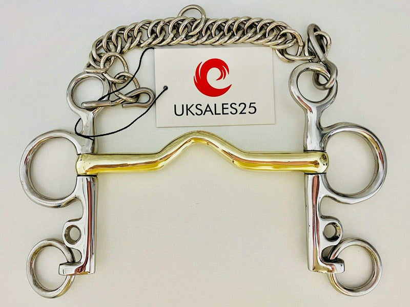 Port Mouth Pelham Bit GS & SS with Curb Chain (UKSALES25® Horse Bits) (4.5 INCHES, 20) 4.5 INCHES 1 - PawsPlanet Australia