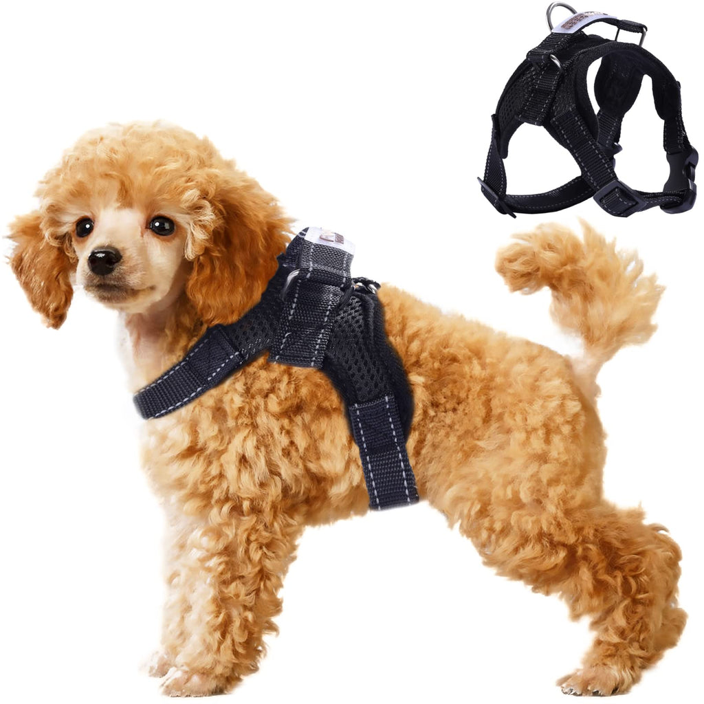 Dog Harness Adjustable No Pull Puppy Vest Harness Mesh Breathable Soft Padded Pet Chest Strap for Small Dogs (XS, Black) XS - PawsPlanet Australia