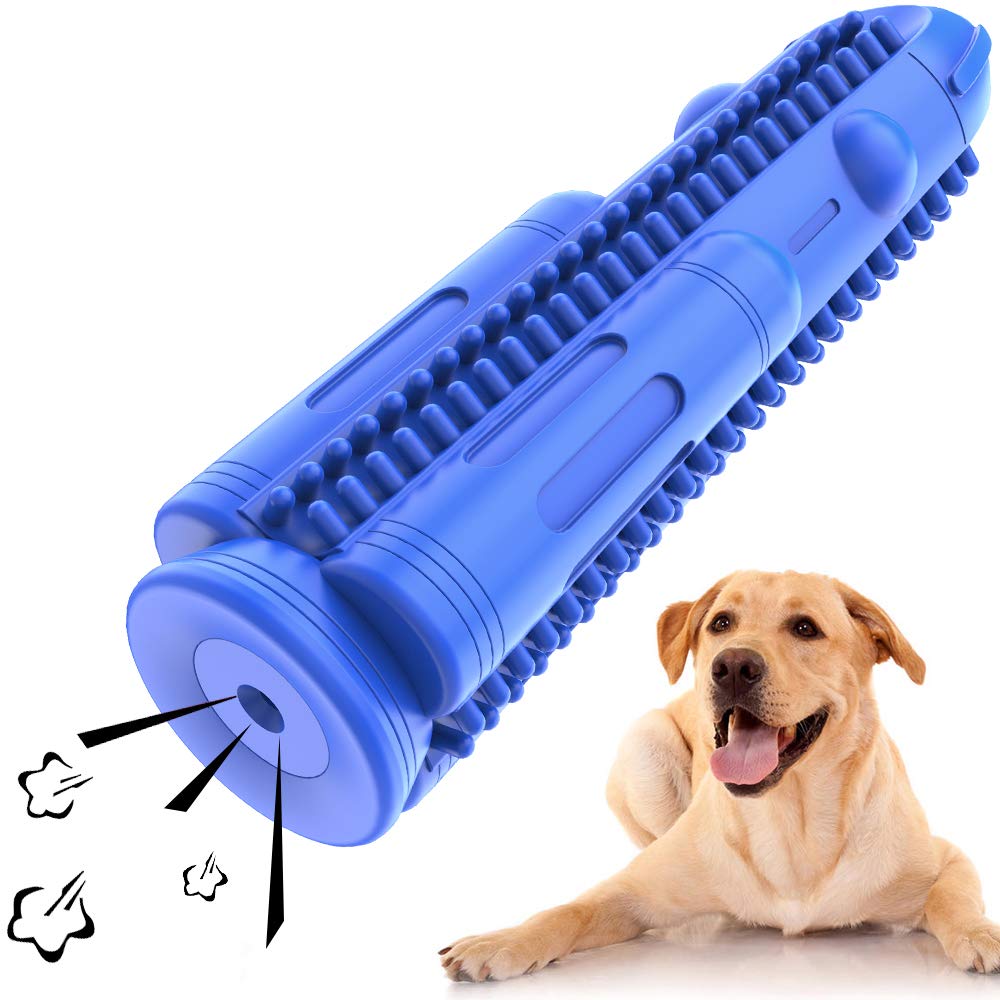 Dog Toothbrush, Puppy Teeth Cleaning Chew Toys Durable Natural Rubber Dog Brushing Stick Dental Care Bones for Dogs Bite Resistant Blue Small - PawsPlanet Australia