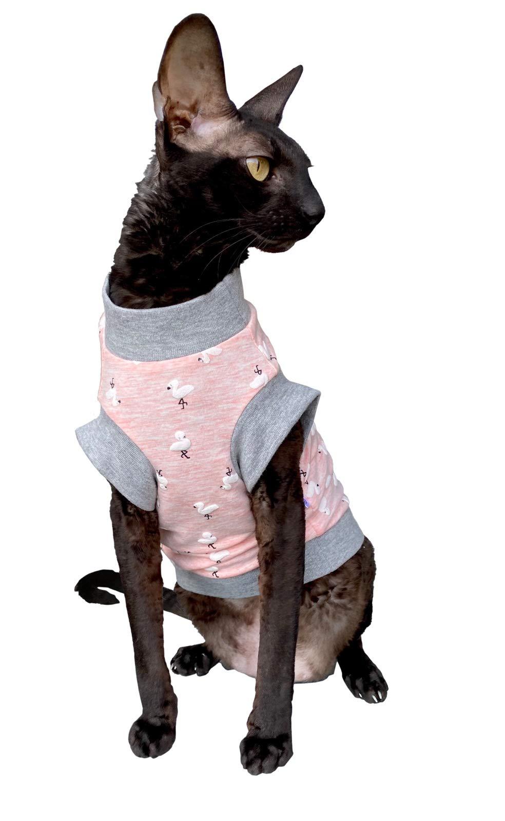 [Australia] - Kotomoda Hairless Cat's Cotton Stretch T-Shirt Small Flamingo for Sphynx Cats Medium 