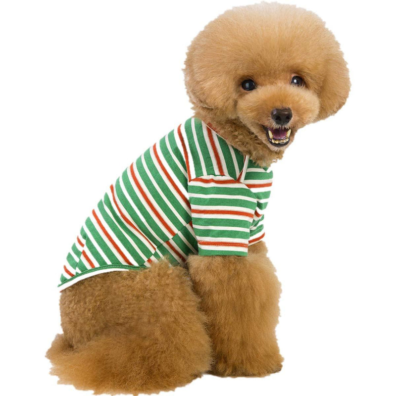 Berocia Cat Puppy Dog T-Shirt Clothes Cottom Pet Striped T Shirt Costumes Summer Stripes Outfit Dog Apparel Sun Protection Soft and Breathable for Small Medium Large Dogs Green XXL - PawsPlanet Australia