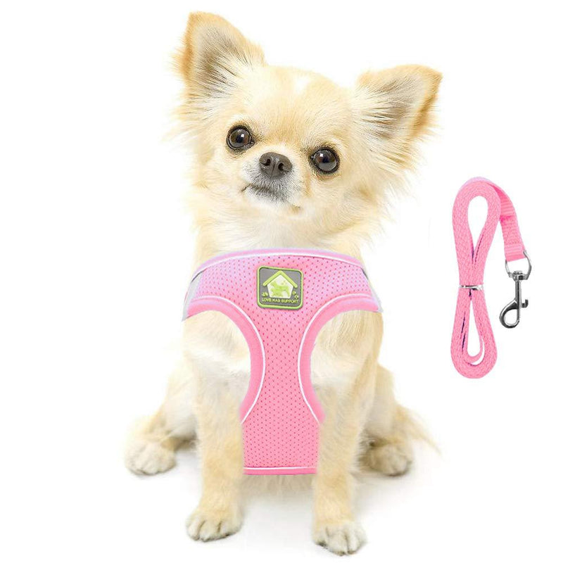 FEimaX Cat Harness and Leash Set for Escape Proof Walking, No Pull Reflective Soft Mesh Puppy Step-in Vest Harness Adjustable Car Harness for Small Dogs Cats Animals XS (Chest 10.2-11.4'') Pink - PawsPlanet Australia
