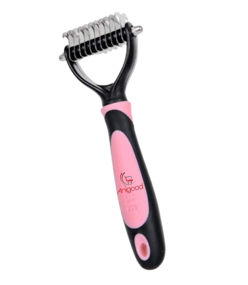 Anigood PET Grooming Rake Comb Brush For Dogs Cats With Long Thick Hair | Professional Deshedding Dematting Pet Supplies (Pink) Pink - PawsPlanet Australia