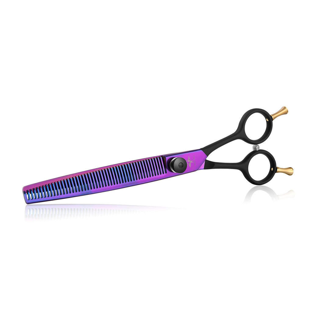 PURPLEBIRD 7.5 Inch Dog Grooming Scissors Dog Thinning Shears Professional Pet Hair Scissors Japanese Stainless Steel Purple Cat Pet Hair Cutting Trimming Shears PS05-7.5''Thinning - PawsPlanet Australia