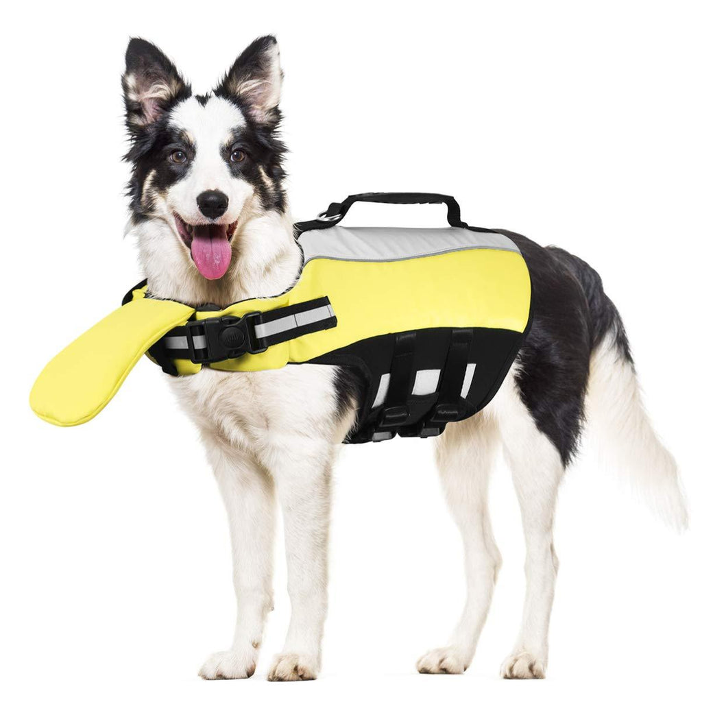 POPETPOP Dog Life Jacket for Swimming - Pet Float Coat Reflective Dog Vest Saver Swimsuit Preserver Vest with Padding for Small, Middle, Large Dogs L - PawsPlanet Australia