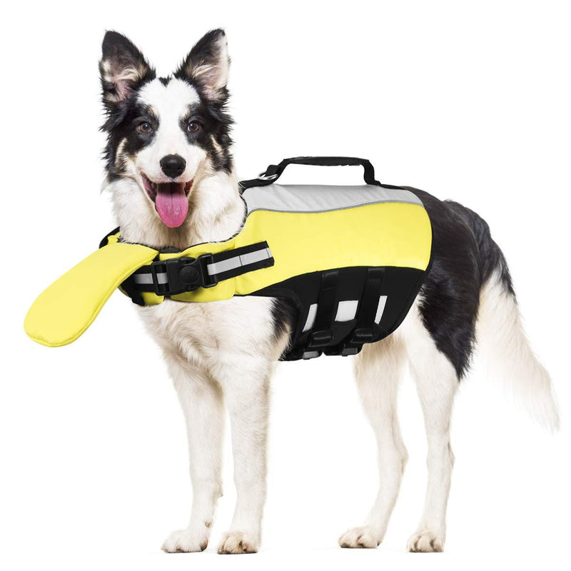 POPETPOP Dog Life Jacket for Swimming - Pet Float Coat Reflective Dog Vest Saver Swimsuit Preserver Vest with Padding for Small, Middle, Large Dogs L - PawsPlanet Australia