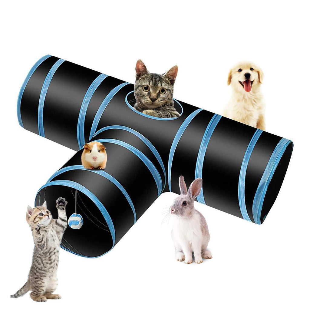 PHYLES Cat Tunnel, 3-Ways Collapsible Cat Toys Rabbit Toys for Indoor, Amusement Pet Tunnel with Suspended Ball, For Puppy Kitten Rabbits Guinea Pig, with Feather Teaser Wand, Jingle balls - PawsPlanet Australia