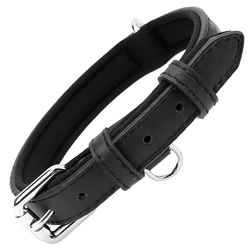 Grand Line Leather Dog Collar, Wider and Thicker Durable Dog Collar with Soft Padded, Adjustable Pet Dog Collar for Small Medium Large cat puppy (Black, XS) XS: Adjustable 25-31cm, Width 1.5cm Black - PawsPlanet Australia