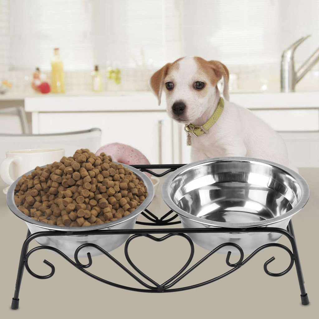 Jadeshay Dog Bowls - Dog Cat Food and Water Bowls Stands Feeder Dishes with 2 Stainless Steel Bowls Shelf Stand - PawsPlanet Australia